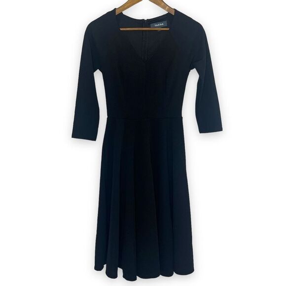 Modcloth Black Date Night Done Right 3/4 Sleeve Fit and Flare Dress Size Small - Picture 1 of 16